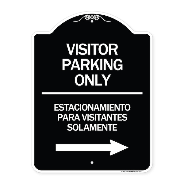 Bilingual Reserved Parking Visitor Parking Only Estacionamiento Para Visitantes, A-DES-BW-1824-24302